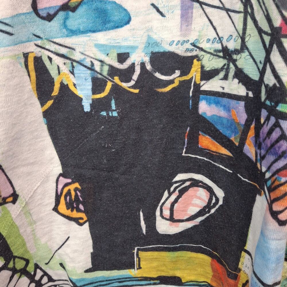 Et’Lois Abstract Print Top 3/4 Sleeve Lightweight Made USA Size L - Picture 7 of 8